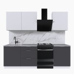 Набор корпусной мебели для кухни " Микс Топ-4" белый премиум/ графит серый/мрамор лацио белый