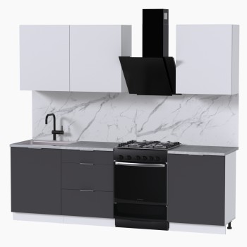 Набор корпусной мебели для кухни " Микс Топ-4" белый премиум/ графит серый/мрамор лацио белый