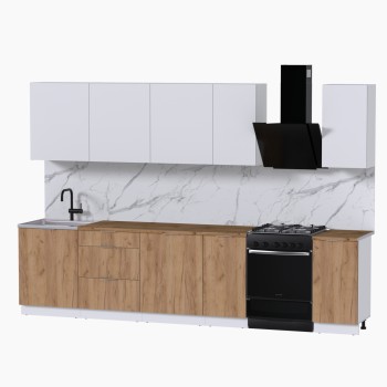 Набор корпусной мебели для кухни " Микс Топ-9" белый премиум/дуб крафт золотой/дуб вотан