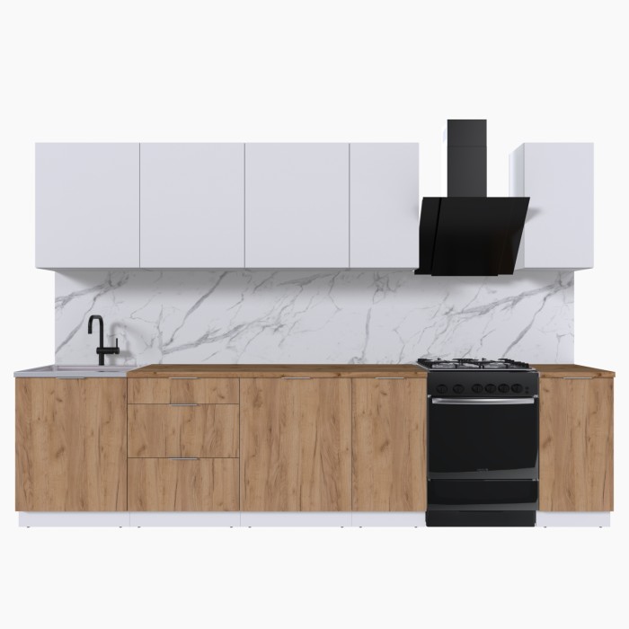 Набор корпусной мебели для кухни " Микс Топ-9" белый премиум/дуб крафт золотой/дуб вотан