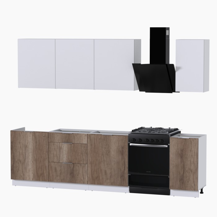 Набор корпусной мебели для кухни " Микс Топ-7" белый премиум/дуб каньон