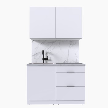 Набор корпусной мебели для кухни " Микс Топ-1" белый премиум/мрамор лацио белый