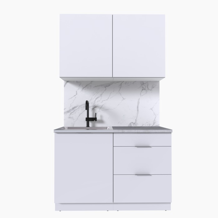 Набор корпусной мебели для кухни " Микс Топ-1" белый премиум/мрамор лацио белый