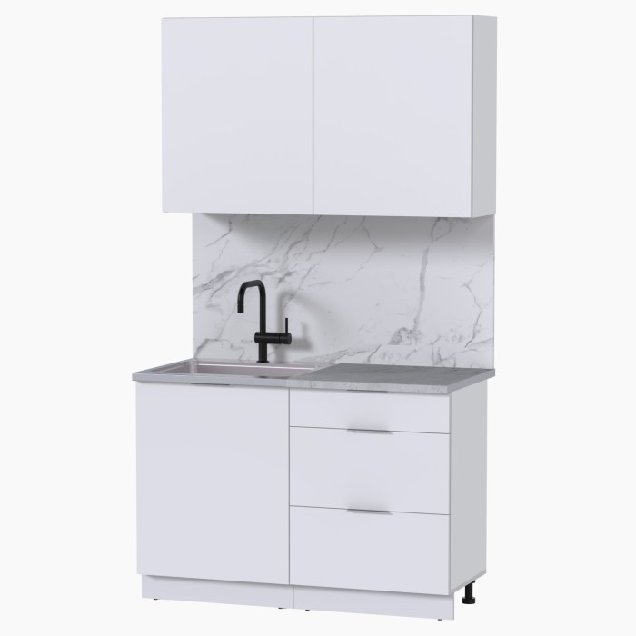 Набор корпусной мебели для кухни " Микс Топ-1" белый премиум/мрамор лацио белый