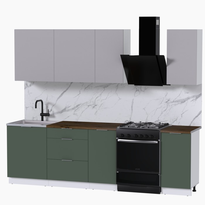 Набор корпусной мебели для кухни " Микс Топ-5" кашемир/дымчато зеленый/дуб флагстаф темный