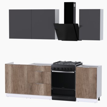 Набор корпусной мебели для кухни " Микс Топ-3" графит серый/дуб каньон