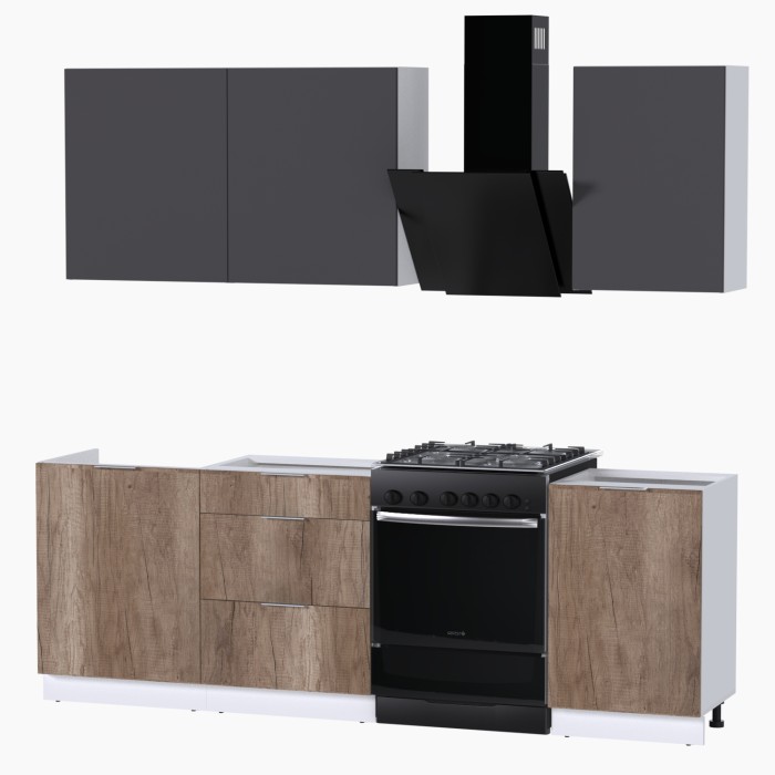 Набор корпусной мебели для кухни " Микс Топ-3" графит серый/дуб каньон