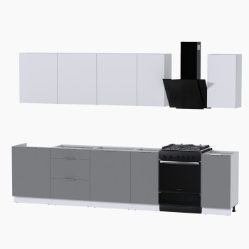 Набор корпусной мебели для кухни " Микс Топ-9" белый премиум/шиншилла серая