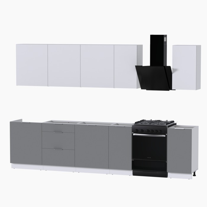 Набор корпусной мебели для кухни " Микс Топ-9" белый премиум/шиншилла серая