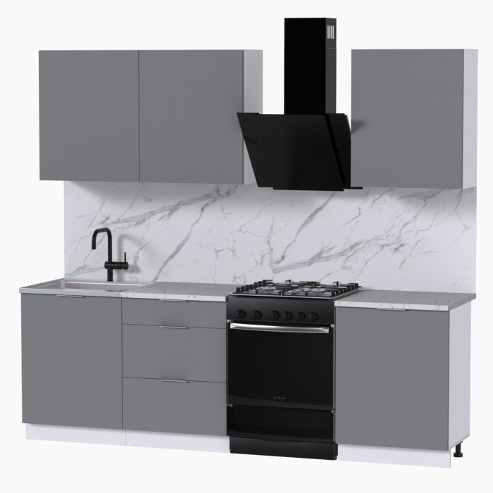 Набор корпусной мебели для кухни " Микс Топ-4" шиншилла серая/ шиншилла серая/мрамор марквина