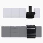 Набор корпусной мебели для кухни " Микс Топ-6" белый премиум/шиншилла серая