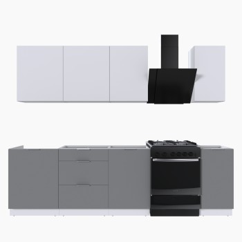 Набор корпусной мебели для кухни " Микс Топ-6" белый премиум/шиншилла серая