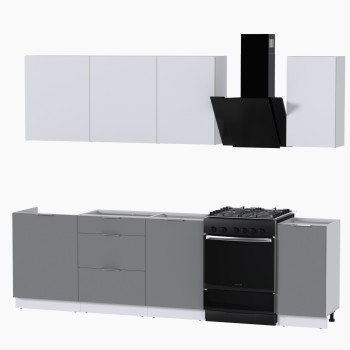 Набор корпусной мебели для кухни " Микс Топ-6" белый премиум/шиншилла серая