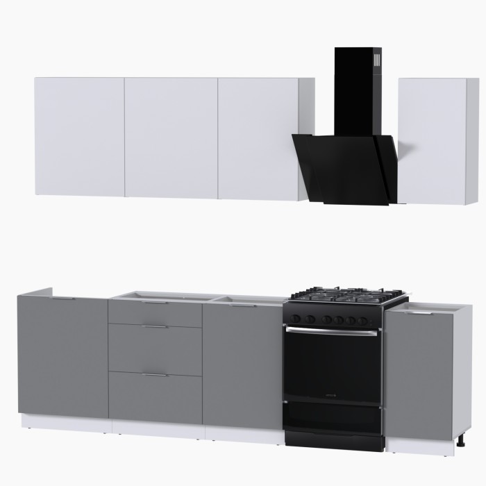 Набор корпусной мебели для кухни " Микс Топ-6" белый премиум/шиншилла серая