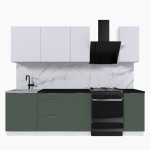 Набор корпусной мебели для кухни " Микс Топ-5" белый премиум/дымчато зеленый/тунис