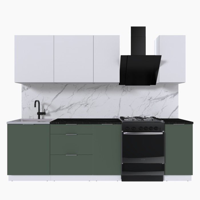 Набор корпусной мебели для кухни " Микс Топ-5" белый премиум/дымчато зеленый/тунис