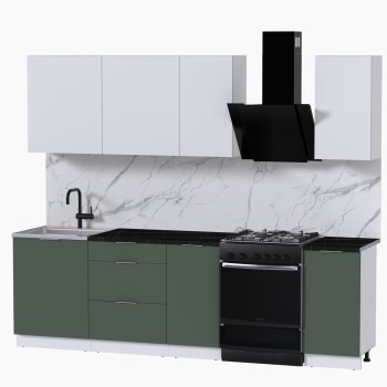 Набор корпусной мебели для кухни " Микс Топ-5" белый премиум/дымчато зеленый/тунис