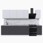 Набор корпусной мебели для кухни " Микс Топ-9" белый премиум/ графит серый/мрамор лацио белый