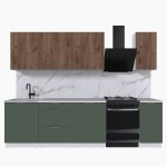 Набор корпусной мебели для кухни " Микс Топ-7" дуб крафт табачный/дымчато зеленый/мрамор марквина