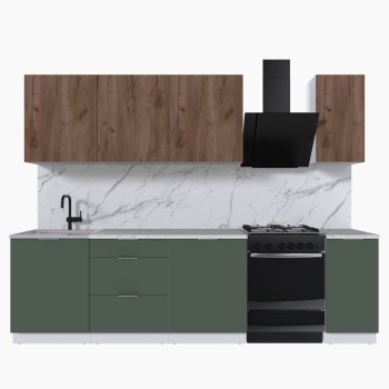 Набор корпусной мебели для кухни " Микс Топ-7" дуб крафт табачный/дымчато зеленый/мрамор марквина