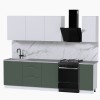 Набор корпусной мебели для кухни " Микс Топ-6" белый премиум/дымчато зеленый/мрамор лацио белый