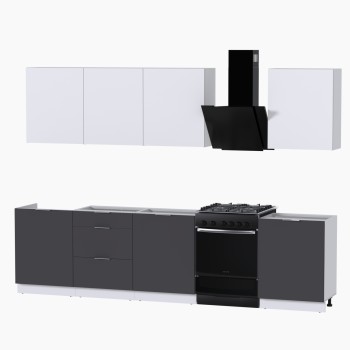 Набор корпусной мебели для кухни " Микс Топ-8" белый премиум/ графит серый