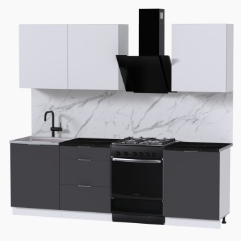 Набор корпусной мебели для кухни " Микс Топ-4" белый премиум/ графит серый/тунис