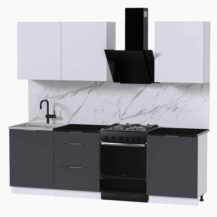 Набор корпусной мебели для кухни " Микс Топ-4" белый премиум/ графит серый/тунис