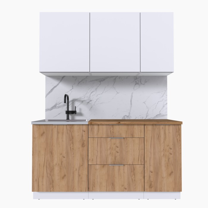 Набор корпусной мебели для кухни " Микс Топ-2" белый премиум/дуб крафт золотой/дуб вотан