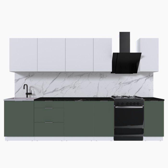 Набор корпусной мебели для кухни " Микс Топ-9" белый премиум/дымчато зеленый/тунис