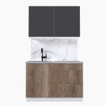 Набор корпусной мебели для кухни " Микс Топ-1" графит серый/дуб каньон/мрамор лацио белый