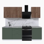 Набор корпусной мебели для кухни " Микс Топ-4" дуб крафт табачный/дымчато зеленый/мрамор марквина