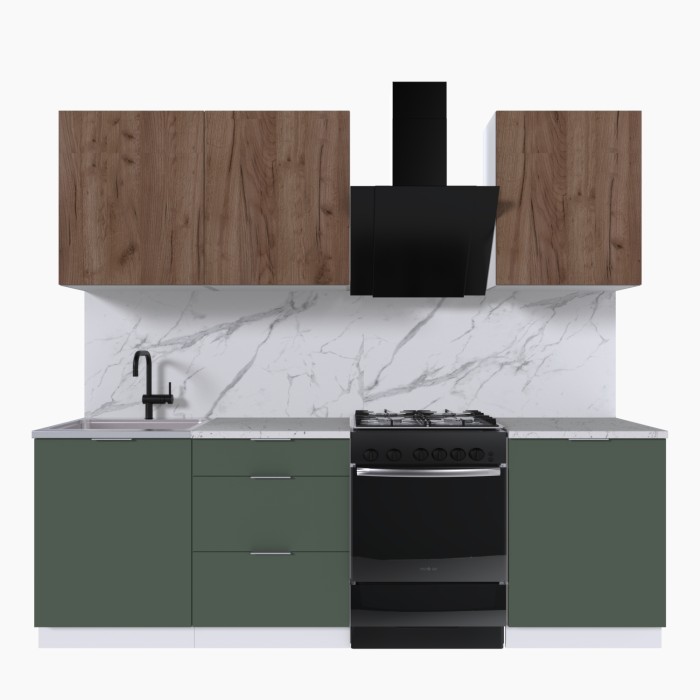 Набор корпусной мебели для кухни " Микс Топ-4" дуб крафт табачный/дымчато зеленый/мрамор марквина