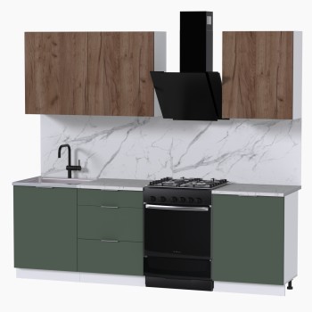 Набор корпусной мебели для кухни " Микс Топ-4" дуб крафт табачный/дымчато зеленый/мрамор марквина