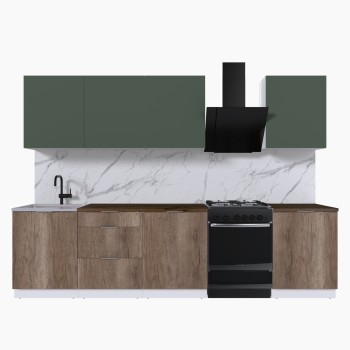 Набор корпусной мебели для кухни " Микс Топ-8" дымчато зеленый/ дуб каньон/дуб флагстаф темный