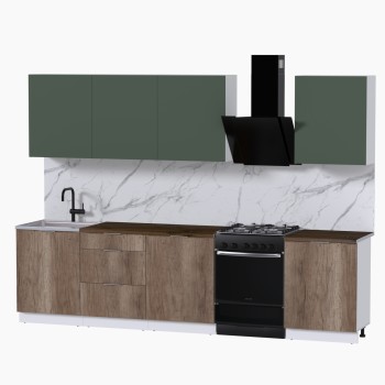 Набор корпусной мебели для кухни " Микс Топ-8" дымчато зеленый/ дуб каньон/дуб флагстаф темный