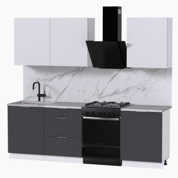 Набор корпусной мебели для кухни " Микс Топ-4" белый премиум/ графит серый/мрамор марквина