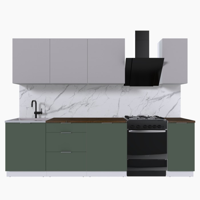 Набор корпусной мебели для кухни " Микс Топ-7" кашемир/дымчато зеленый/дуб флагстаф темный