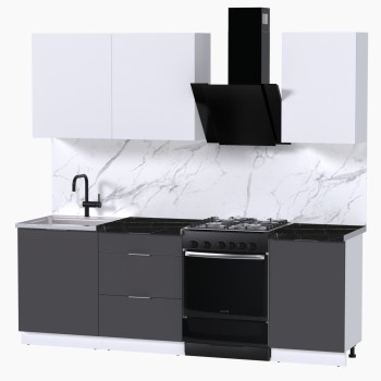 Набор корпусной мебели для кухни " Микс Топ-3" белый премиум/ графит серый/тунис