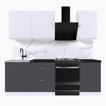 Набор корпусной мебели для кухни " Микс Топ-3" белый премиум/ графит серый/тунис