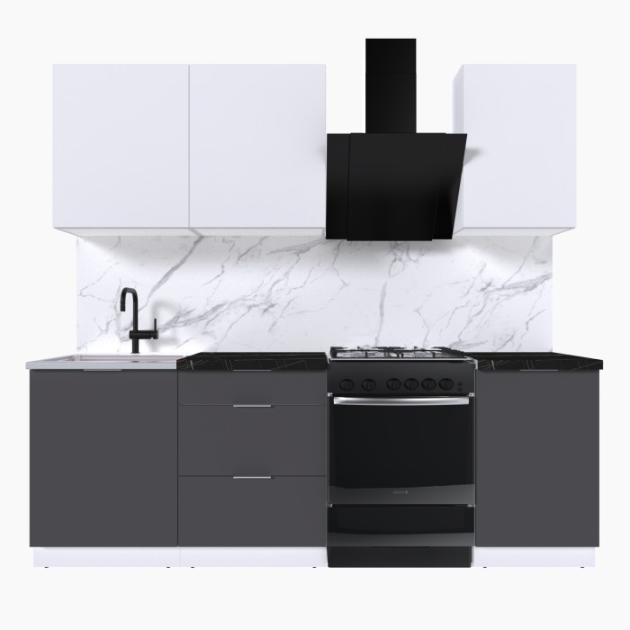 Набор корпусной мебели для кухни " Микс Топ-3" белый премиум/ графит серый/тунис