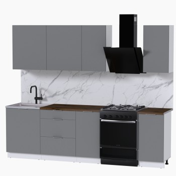 Набор корпусной мебели для кухни " Микс Топ-5" шиншилла серая/ шиншилла серая/дуб флагстаф темный