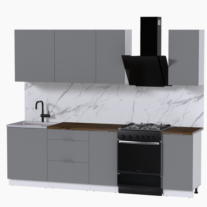 Набор корпусной мебели для кухни " Микс Топ-5" шиншилла серая/ шиншилла серая/дуб флагстаф темный