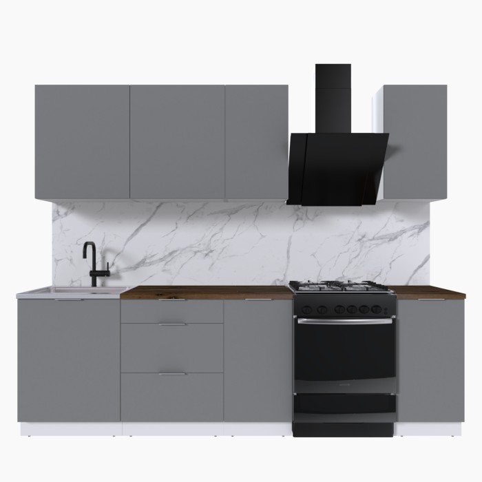 Набор корпусной мебели для кухни " Микс Топ-5" шиншилла серая/ шиншилла серая/дуб флагстаф темный