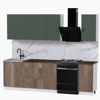 Набор корпусной мебели для кухни " Микс Топ-5" дымчато зеленый/ дуб каньон/дуб флагстаф темный