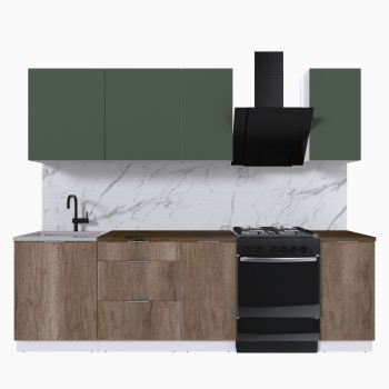 Набор корпусной мебели для кухни " Микс Топ-5" дымчато зеленый/ дуб каньон/дуб флагстаф темный