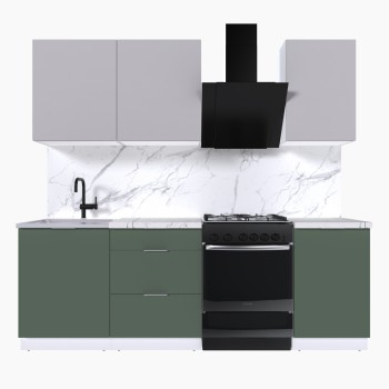 Набор корпусной мебели для кухни " Микс Топ-3" кашемир/дымчато зеленый/мрамор марквина