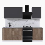 Набор корпусной мебели для кухни " Микс Топ-4" графит серый/дуб каньон/мрамор марквина