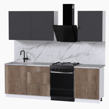 Набор корпусной мебели для кухни " Микс Топ-4" графит серый/дуб каньон/мрамор марквина