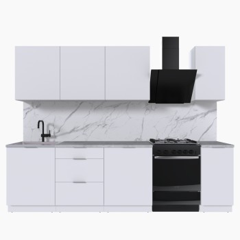 Набор корпусной мебели для кухни " Микс Топ-7" белый премиум/мрамор лацио белый